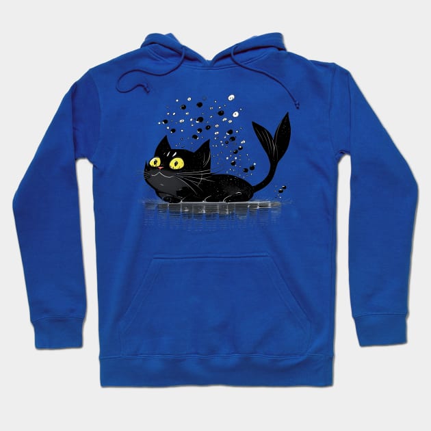 Black Cat Dreams of Being a Mermaid Hoodie by KOTOdesign